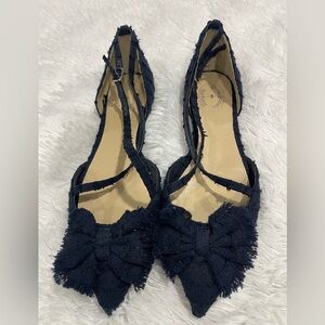 Chic Navy Women's Flats with Bow Accent